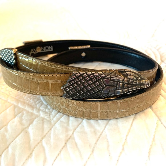 Avignon Leather Belt Silver Snake 🐍 Sz M/L 30” - 34” #0109 - Picture 4 of 13